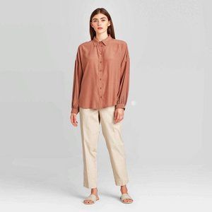 Prologue Long Sleeve Collared Blouse, Size Large